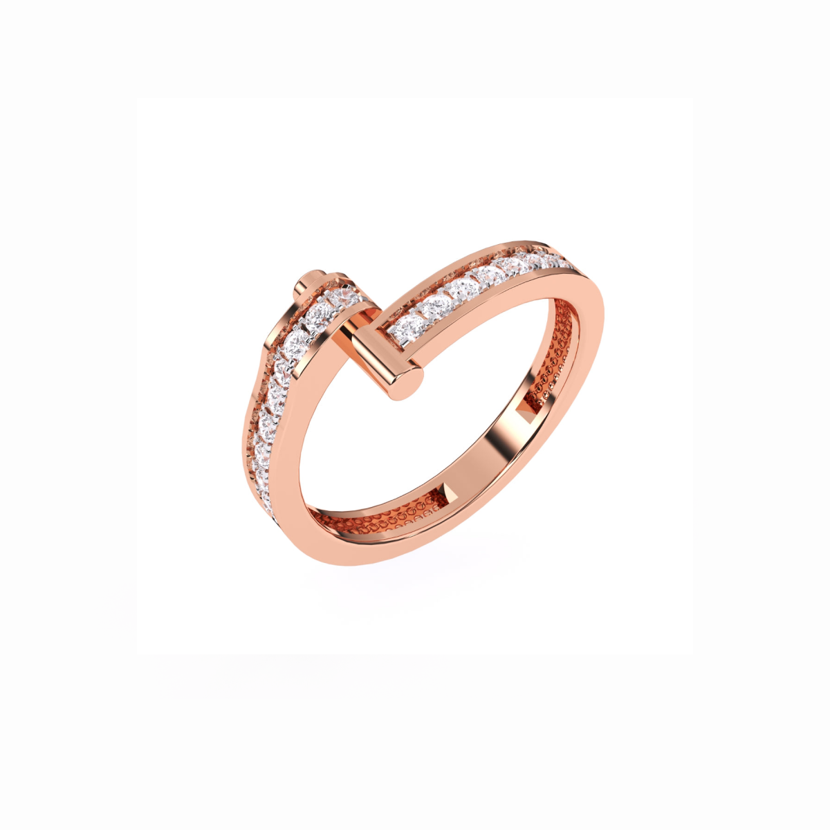 Round 14K Rose Gold Full Eternity Wedding Band